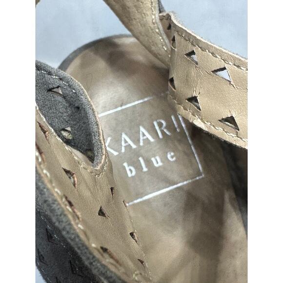 Kaari Size 7.5 Hannah Open Toe Lace Tie Up Cutout Heel Sandal Gray Vacation Boho - Picture 8 of 11